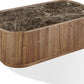 Juba Natural Marble and Walnut Coffee Table with Casters in Mongoose