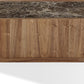 Juba Natural Marble and Walnut Coffee Table with Casters in Mongoose