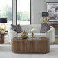 Juba Natural Marble and Walnut Coffee Table with Casters in Mongoose