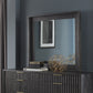 Kentfield Solid Wood Beveled Glass Mirror in Black Drifted Oak