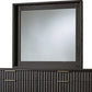 Kentfield Solid Wood Beveled Glass Mirror in Black Drifted Oak