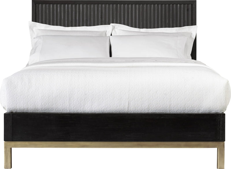Kentfield Solid Wood Queen-Size Platform Bed in Black Drifted Oak