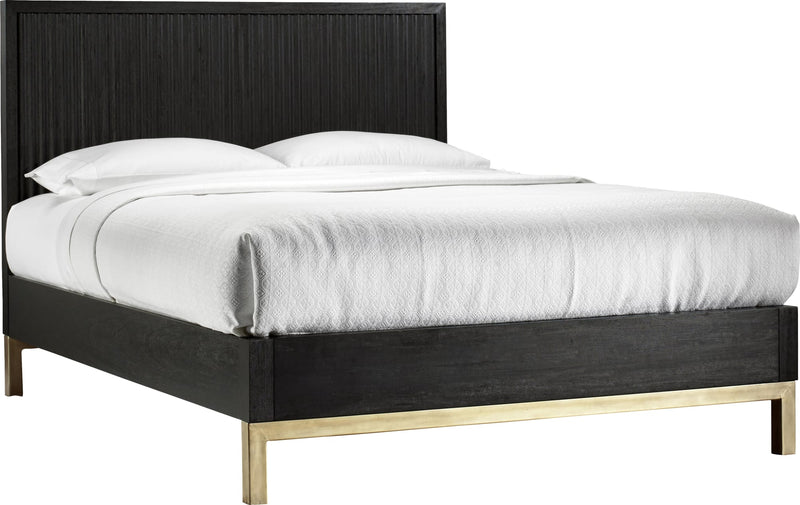 Kentfield Solid Wood Queen-Size Platform Bed in Black Drifted Oak
