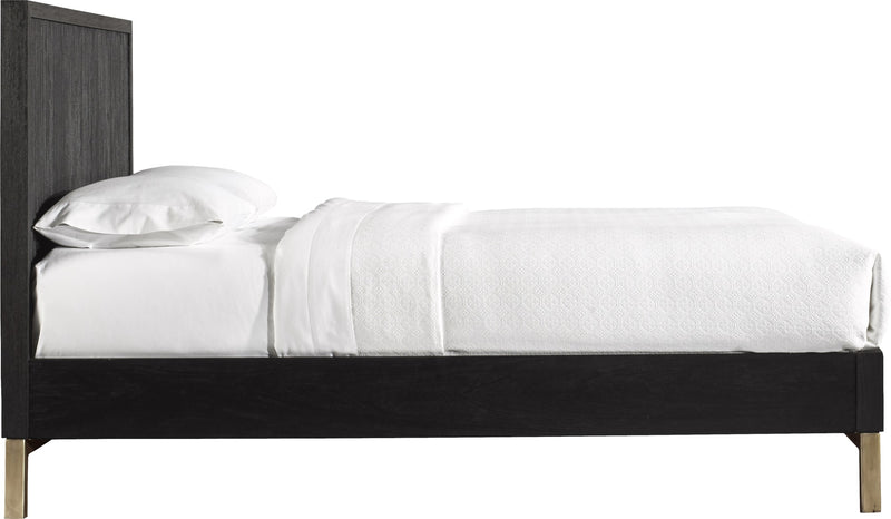 Kentfield Solid Wood Queen-Size Platform Bed in Black Drifted Oak