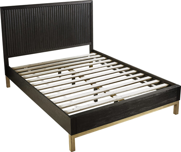 Kentfield Solid Wood Queen-Size Platform Bed in Black Drifted Oak