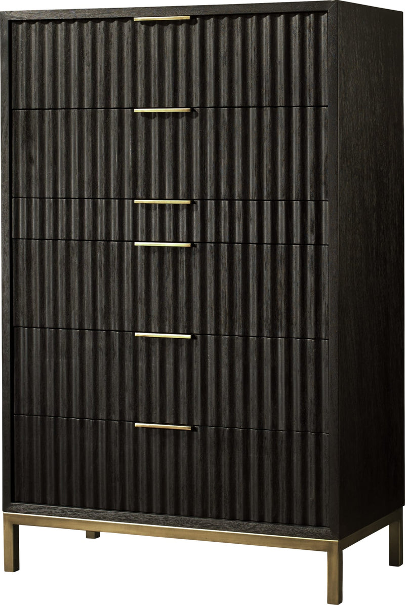 Kentfield Solid Wood Six Drawer Chest in Black Drifted Oak (2024)