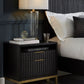 Kentfield Solid Wood Two Drawer Nightstand in Black Drifted Oak