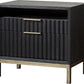 Kentfield Solid Wood Two Drawer Nightstand in Black Drifted Oak