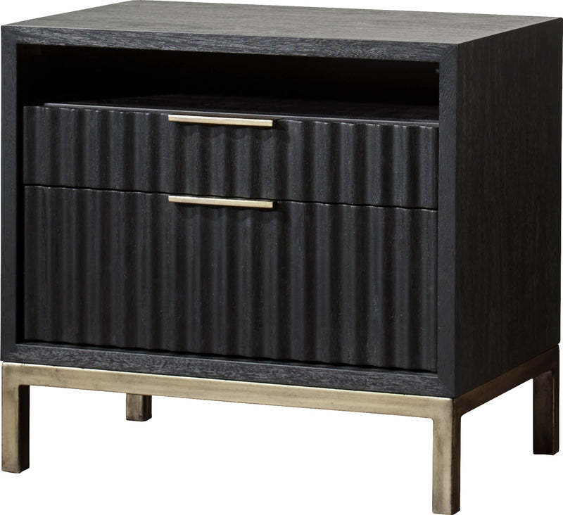 Kentfield Solid Wood Two Drawer Nightstand in Black Drifted Oak