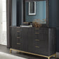 Kentifield Solid Wood Eight Drawer Dresser in Black Drifted Oak (2024)