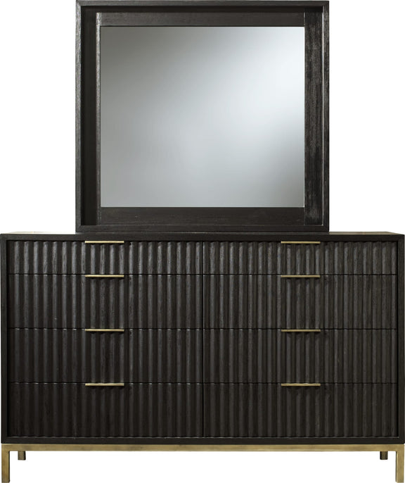 Kentifield Solid Wood Eight Drawer Dresser in Black Drifted Oak (2024)