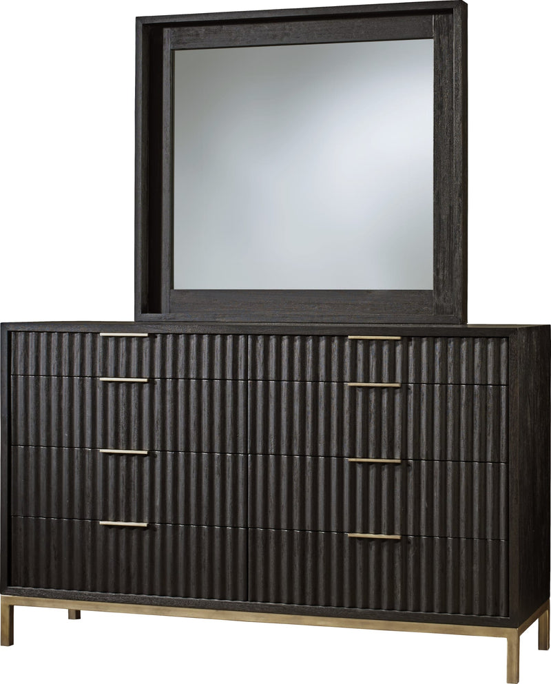 Kentifield Solid Wood Eight Drawer Dresser in Black Drifted Oak (2024)