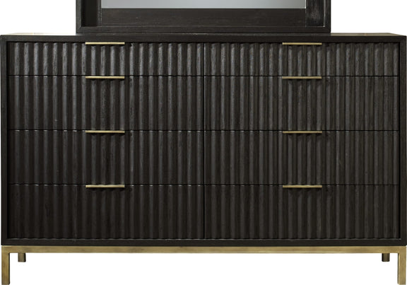 Kentifield Solid Wood Eight Drawer Dresser in Black Drifted Oak (2024)
