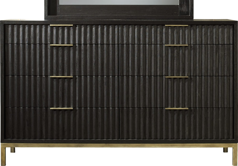 Kentifield Solid Wood Eight Drawer Dresser in Black Drifted Oak (2024)
