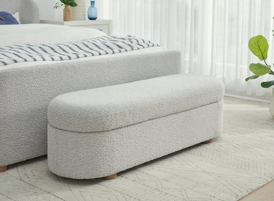Kiki Upholstered Hinged Storage Bench in Cotton Ball Boucle (2026)