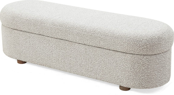 Kiki Upholstered Hinged Storage Bench in Cotton Ball Boucle (2026)