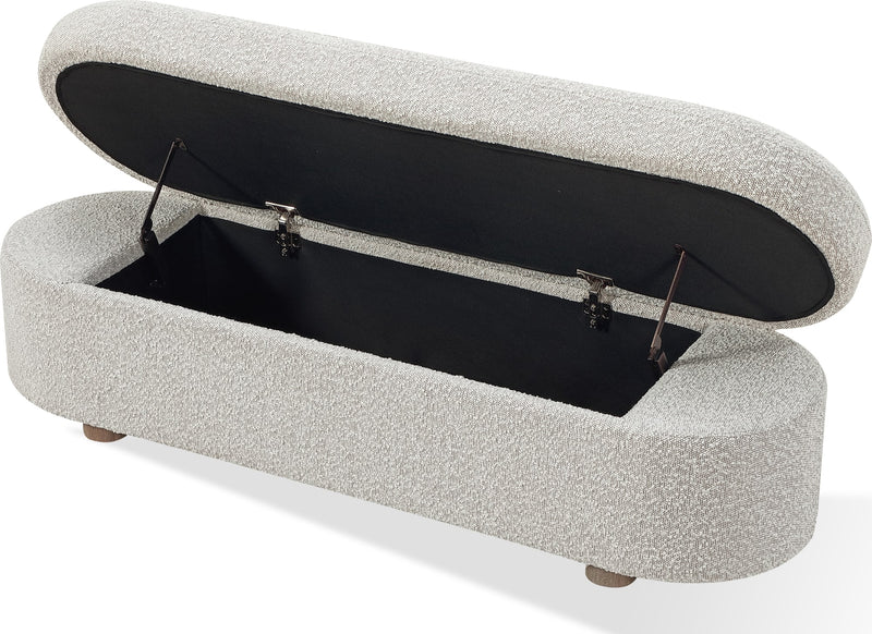 Kiki Upholstered Hinged Storage Bench in Cotton Ball Boucle (2026)