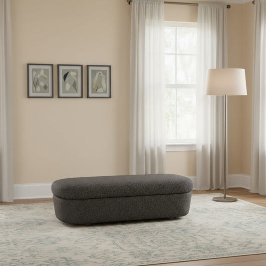 Kiki Upholstered Hinged Storage Bench in Pumpernickel Boucle (2026)