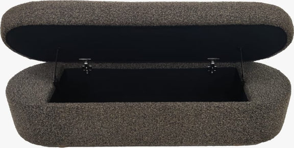 Kiki Upholstered Hinged Storage Bench in Pumpernickel Boucle (2026)
