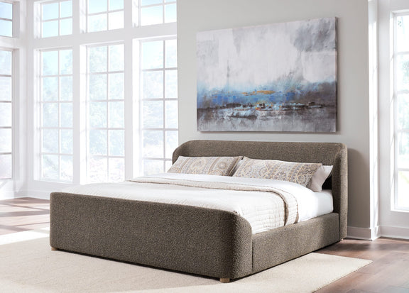 Kiki King-size Upholstered Platform Bed in Pumpernickel Boucle (2026)