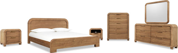Kione Queen-size Acacia Wood Platform Bed in Lioness
