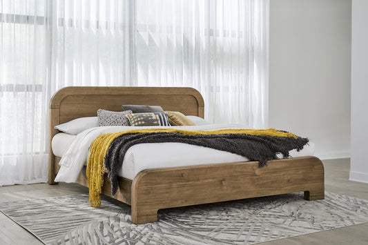 Kione King-size Acacia Wood Platform Bed in Lioness