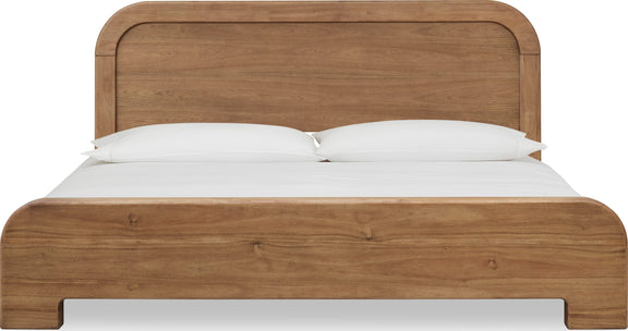 Kione King-size Acacia Wood Platform Bed in Lioness