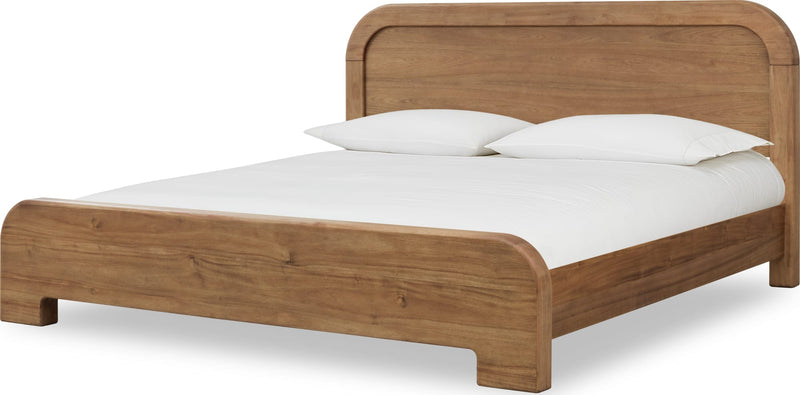 Kione California King-size Acacia Wood Platform Bed in Lioness