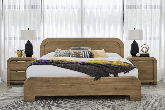 Kione Queen-size Acacia Wood Platform Bed in Lioness