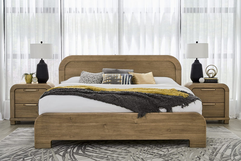 Kione King-size Acacia Wood Platform Bed in Lioness