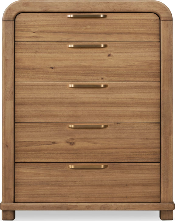 Kione Five Drawer Acacia Wood Chest in Lioness