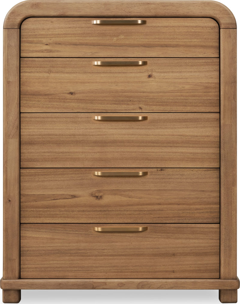 Kione Five Drawer Acacia Wood Chest in Lioness