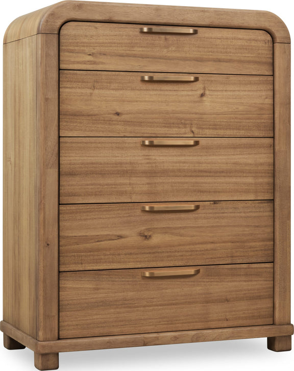 Kione Five Drawer Acacia Wood Chest in Lioness