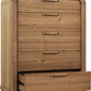 Kione Five Drawer Acacia Wood Chest in Lioness