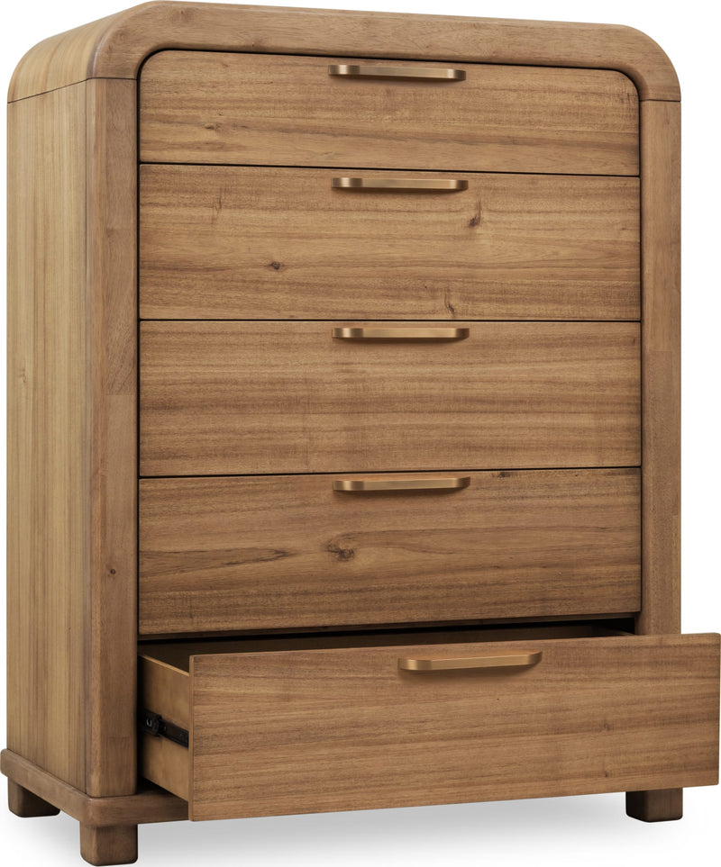 Kione Five Drawer Acacia Wood Chest in Lioness
