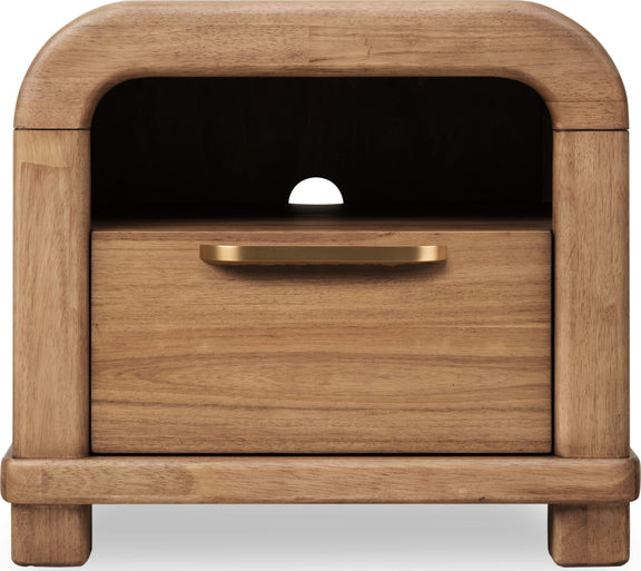 Kione One Drawer Acacia Wood Nightstand in Lioness