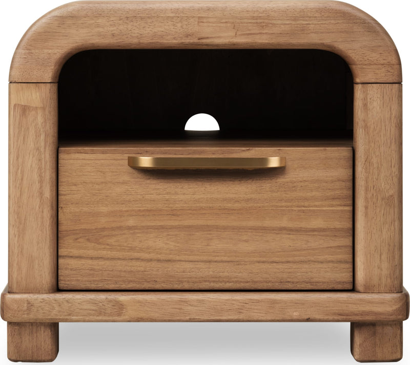 Kione One Drawer Acacia Wood Nightstand in Lioness