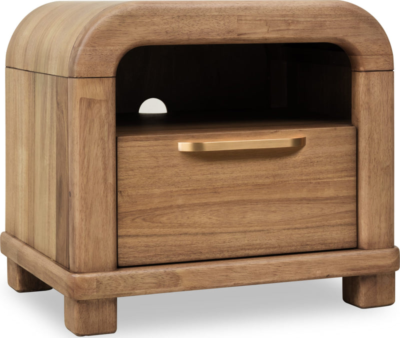 Kione One Drawer Acacia Wood Nightstand in Lioness