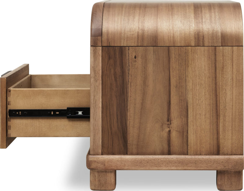 Kione One Drawer Acacia Wood Nightstand in Lioness