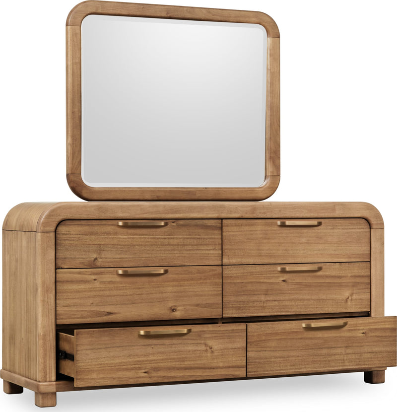Kione Six Drawer Acacia Wood Dresser in Lioness