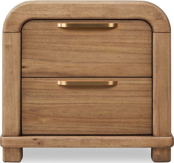 Kione Two Drawer Acacia Wood Nightstand in Lioness