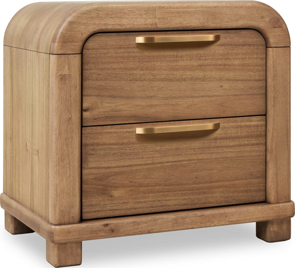 Kione Two Drawer Acacia Wood Nightstand in Lioness