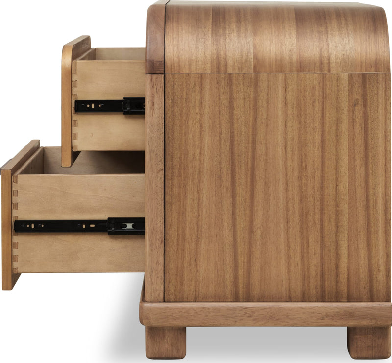 Kione Two Drawer Acacia Wood Nightstand in Lioness