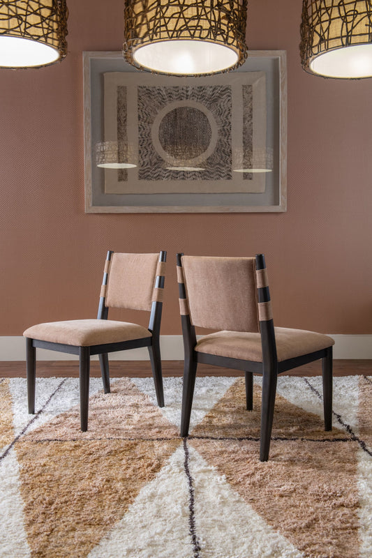 Koko Chenille Upholstered Dining Chair in Porcini and Minx