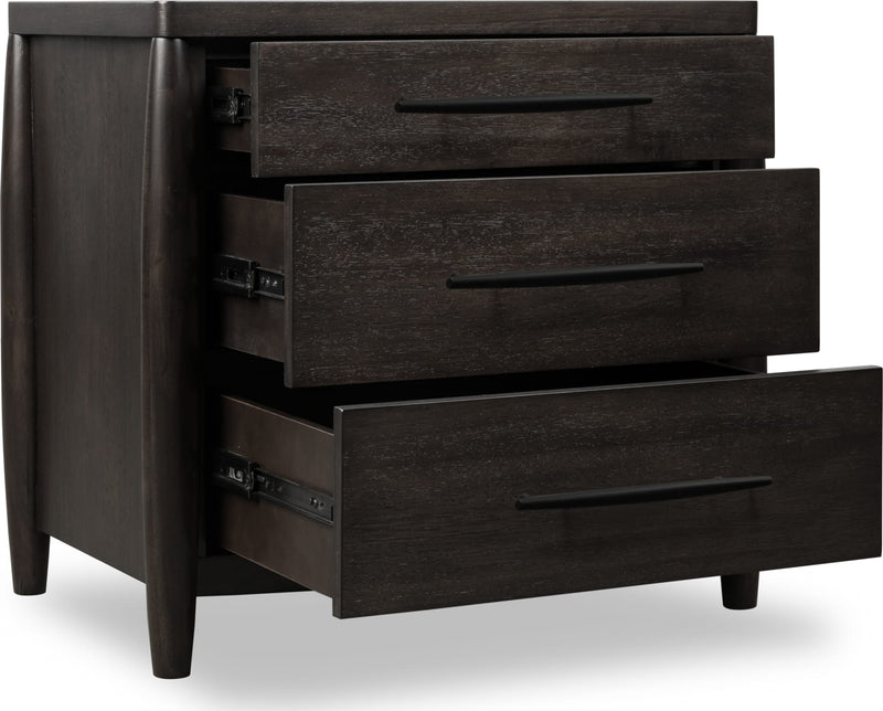 Koko Three Drawer Nightstand with Cord Management in Minx
