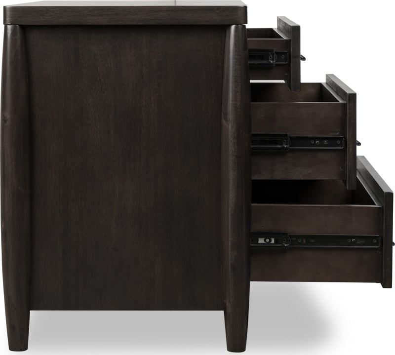 Koko Three Drawer Nightstand with Cord Management in Minx
