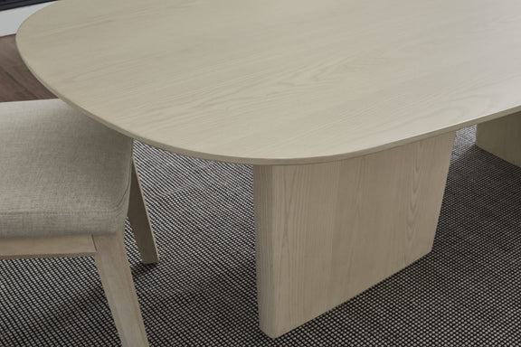 Liv Ash Wood Oval Dining Table in White Sand