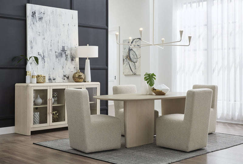 Liv Ash Wood Oval Dining Table in White Sand