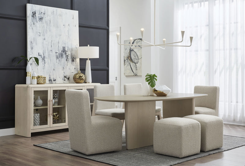Liv Ash Wood Oval Dining Table in White Sand
