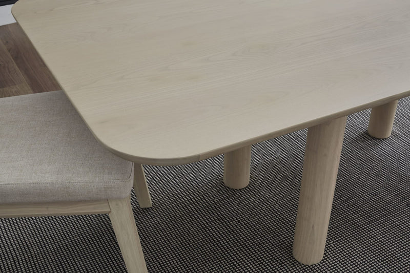 Liv Ash Wood Rectangular Dining Table in White Sand
